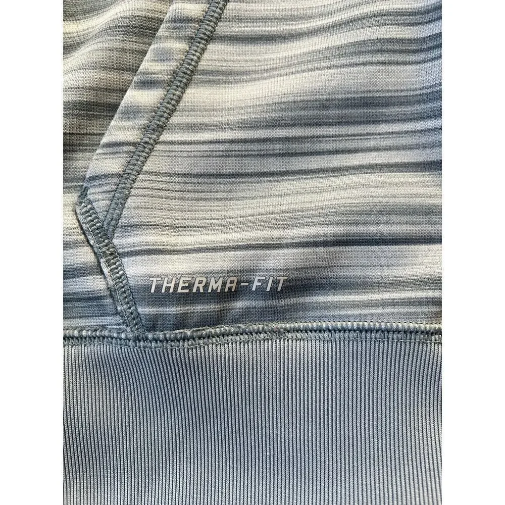 Nike Therma Fit Hoodie, Youth Boys Large, Full Zip, Gray Yellow Striped Volt
